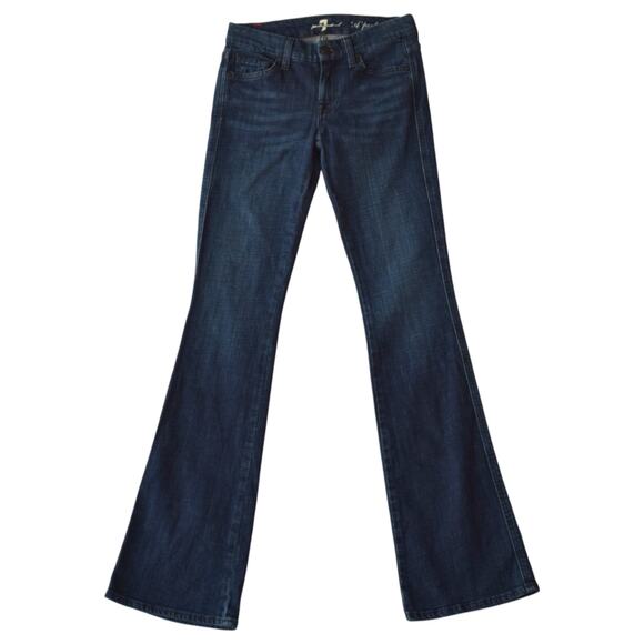 7 For All Mankind A Pocket Flare Low Rise Jeans Size 24 Dark Wash - Picture 1 of 5